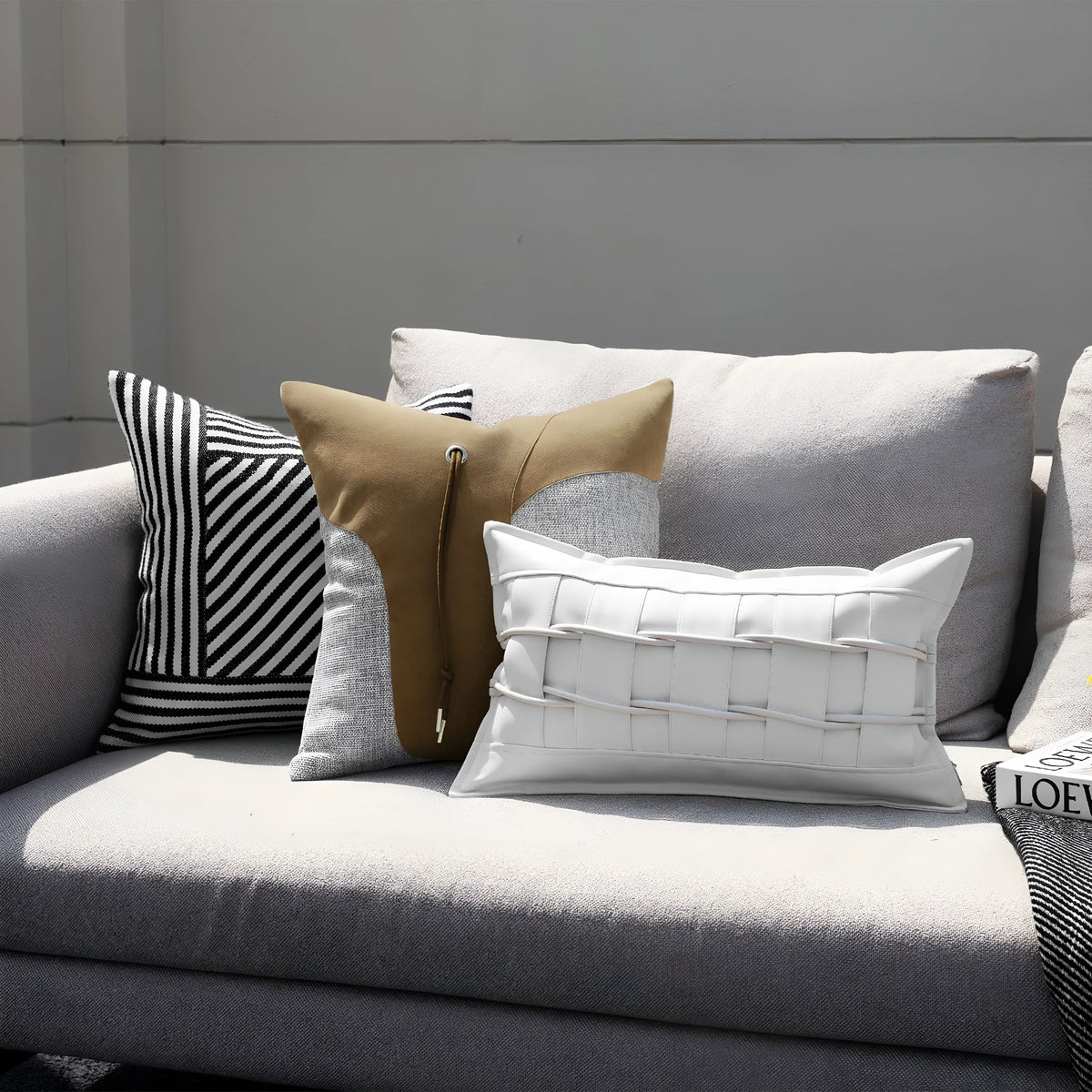 30x50cm square PU cushion cover in BZ22922, minimalist modern living room pillow cover with core options