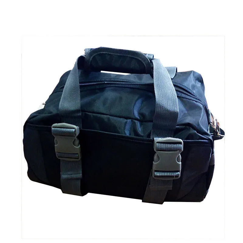 Nylon fitness gym bag shown in a selection of colours including black, blue, pink, and purple.
