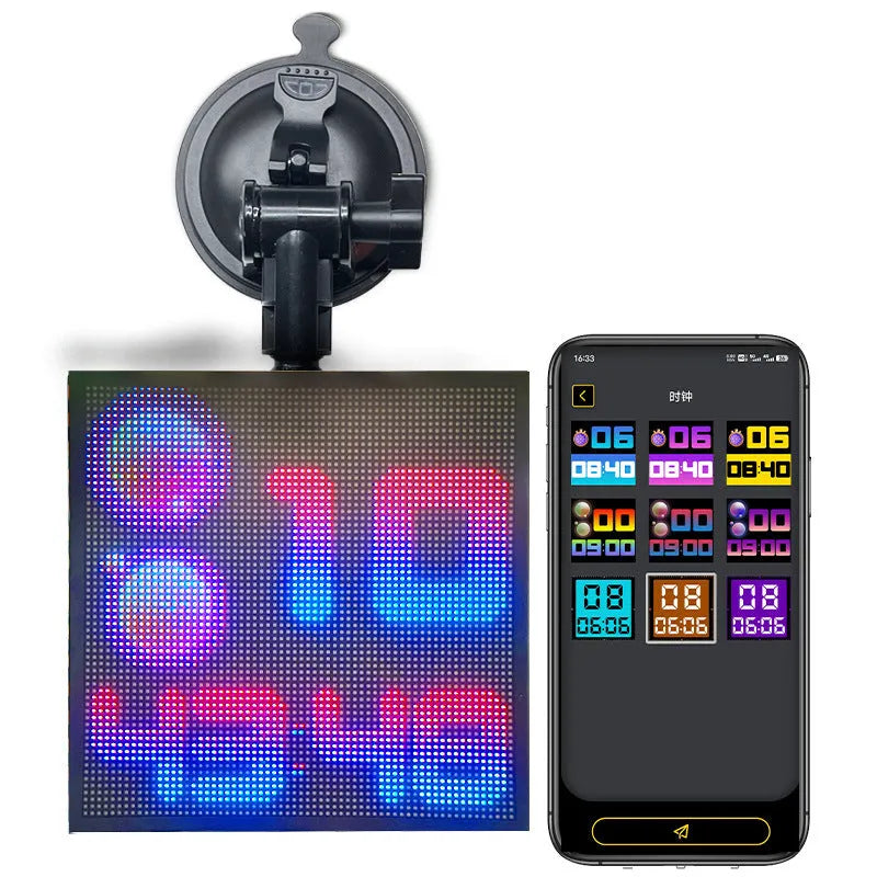 Bluetooth wireless LED car display screen with aluminium frame and 32x32 resolution