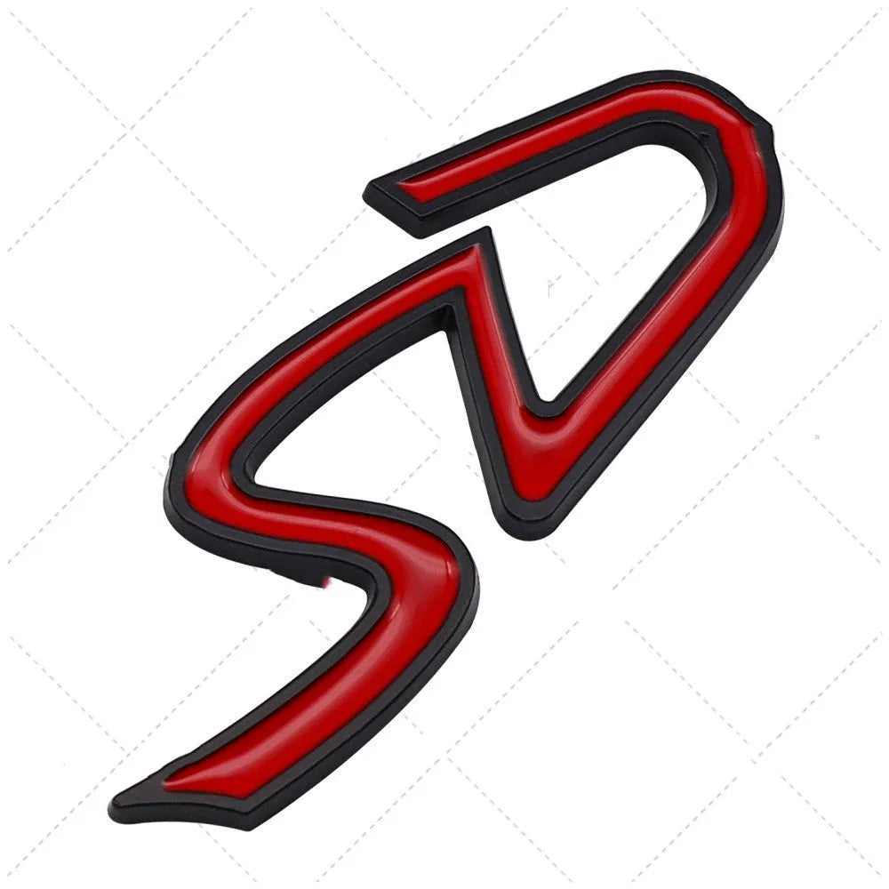 Metal car decorative stickers in SD D S sizes with red black silver colour options
