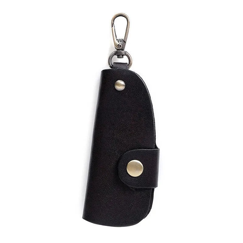 Handmade genuine leather car key case in black, brown, coffee and purplish red colours