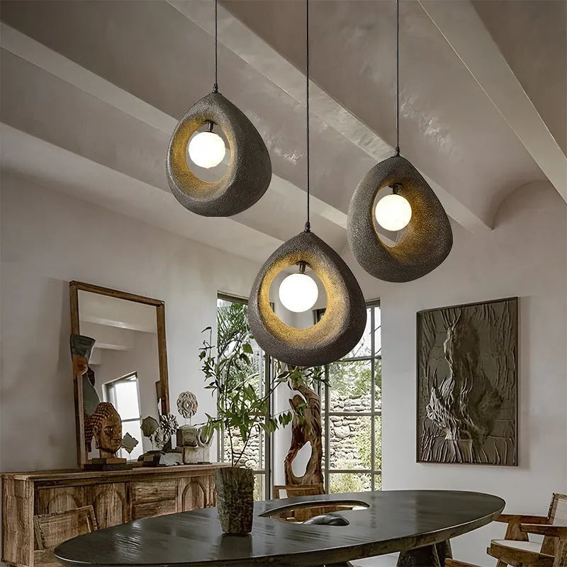 Sili Style retro pendant chandelier with milky white 32x35cm lampshade