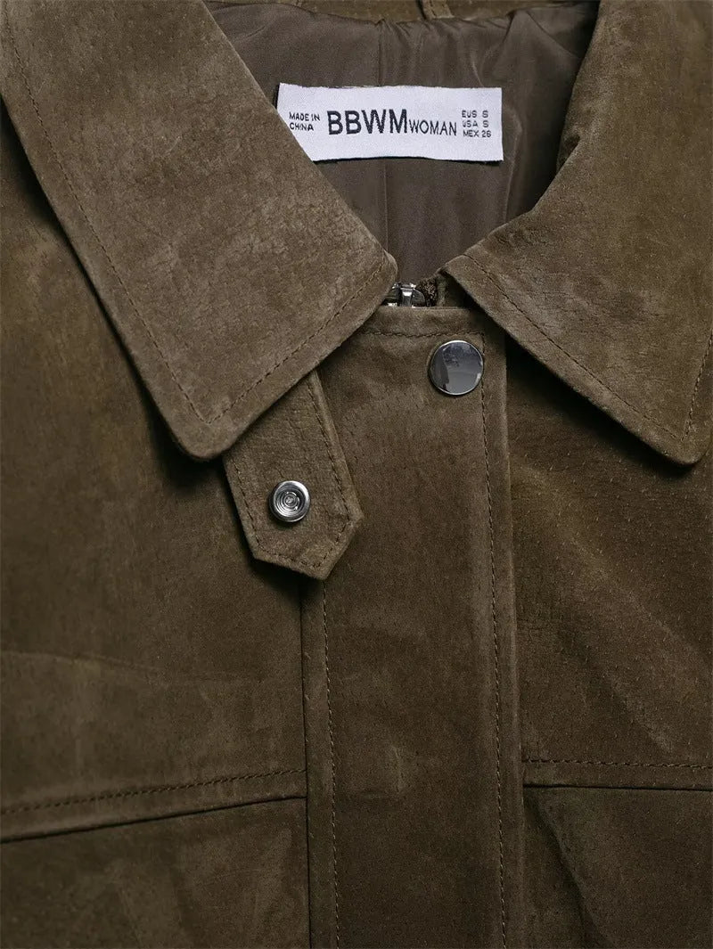 Women's medium thickness PU jacket in picture colour with regular fit and Asian sizing options