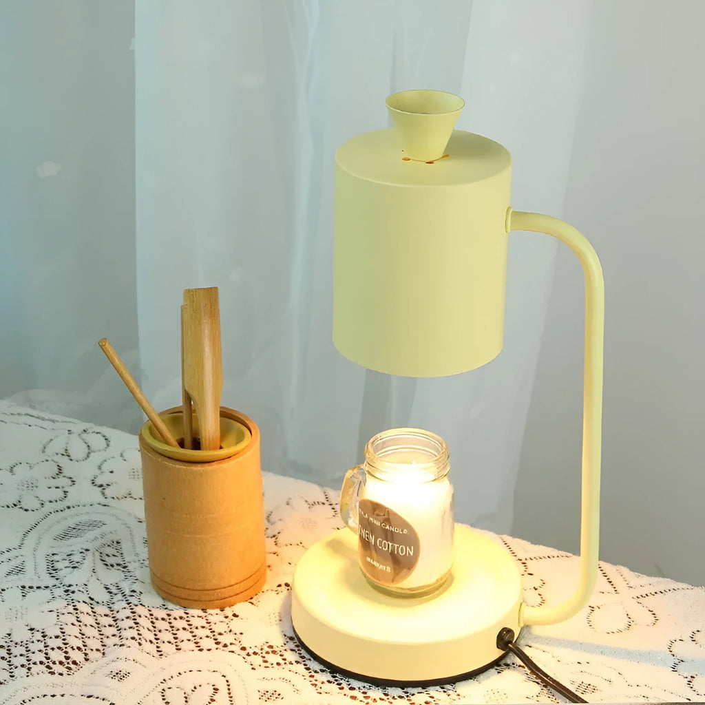 European style aromatherapy wax melt lamp with dimmer switch in white finish