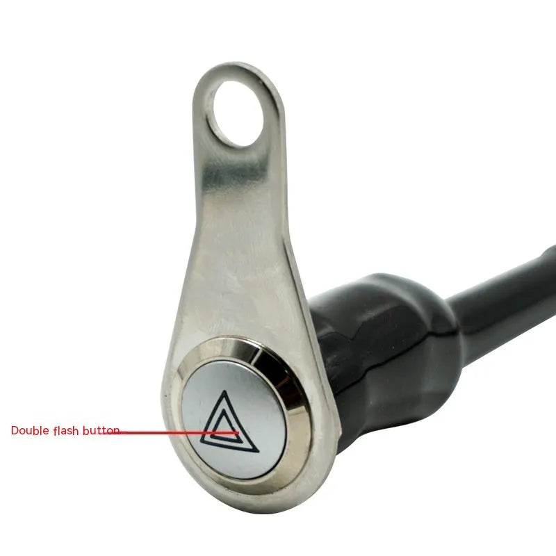 Black motorcycle modification switch with metal button and light ring for double flashing