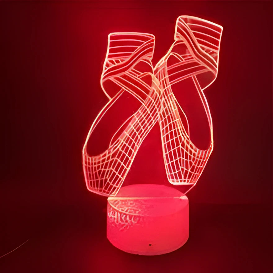Ballet shoes 3D LED night light with remote control showing colourful illumination options