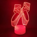 Ballet shoes 3D LED night light with remote control showing colourful illumination options