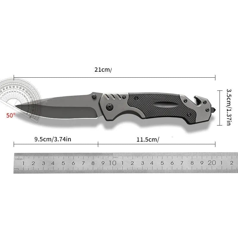 Alloy folding knife with choice of plain or textured handle measuring 225-226mm length