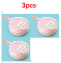 8-in-1 mandoline slicer with stainless steel blades, strainer, container, and hand protector in blue or pink.