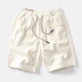 Men's khaki retro American-style cargo shorts with straight-leg cut