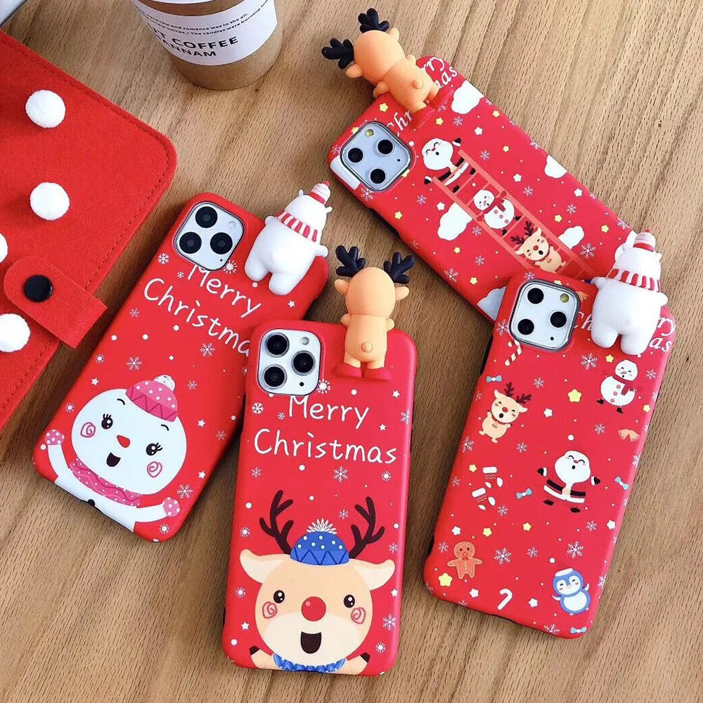 Christmas silicone back cover case for iPhone with festive design