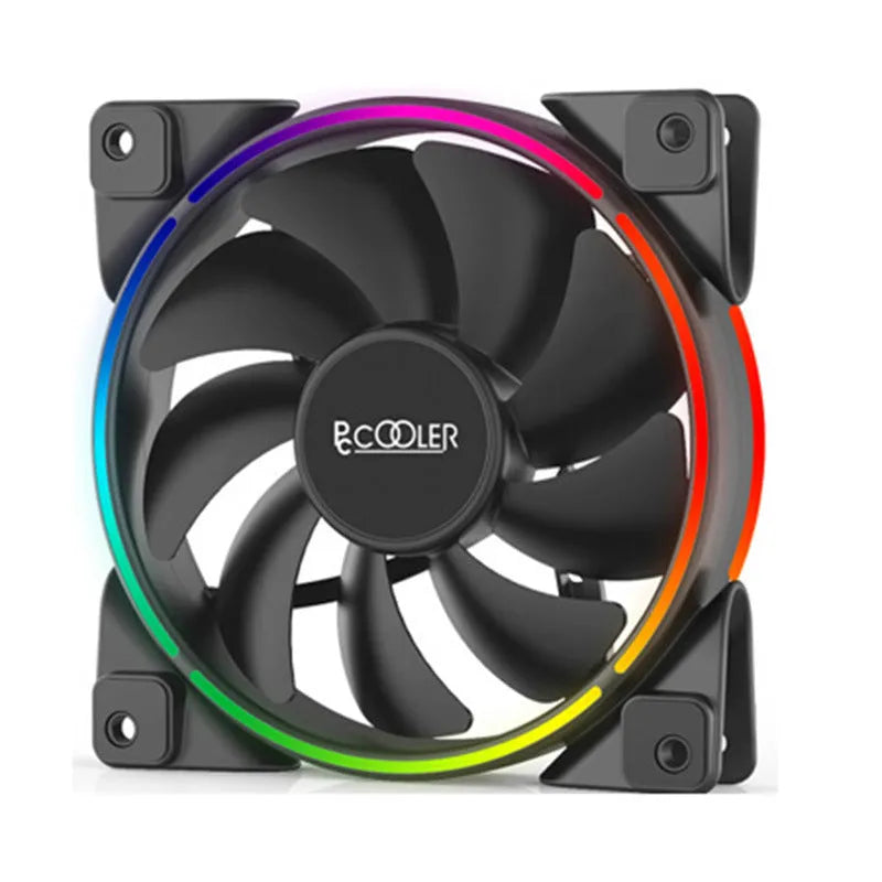 Three black 12cm RGB PC cooling fans with FRGB lighting and hydraulic bearing technology