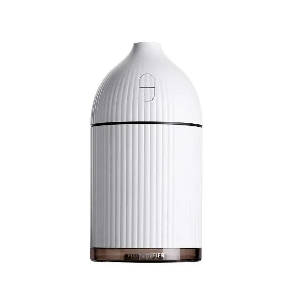 White ultrasonic aromatherapy diffuser with LED light and 300ml capacity for home use