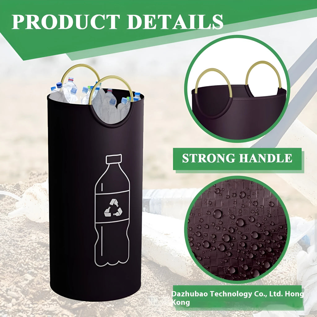 Portable round plastic trash can 38cm wide 72cm tall with removable garbage bag