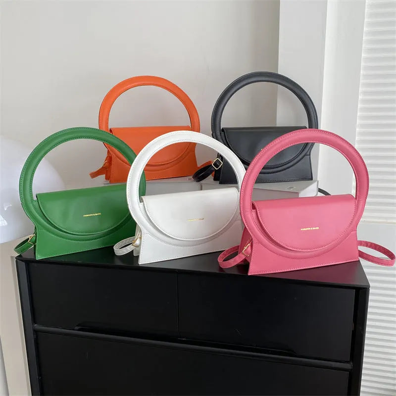 Horizontal square PU shoulder messenger bag with sandwich pockets and phone compartment