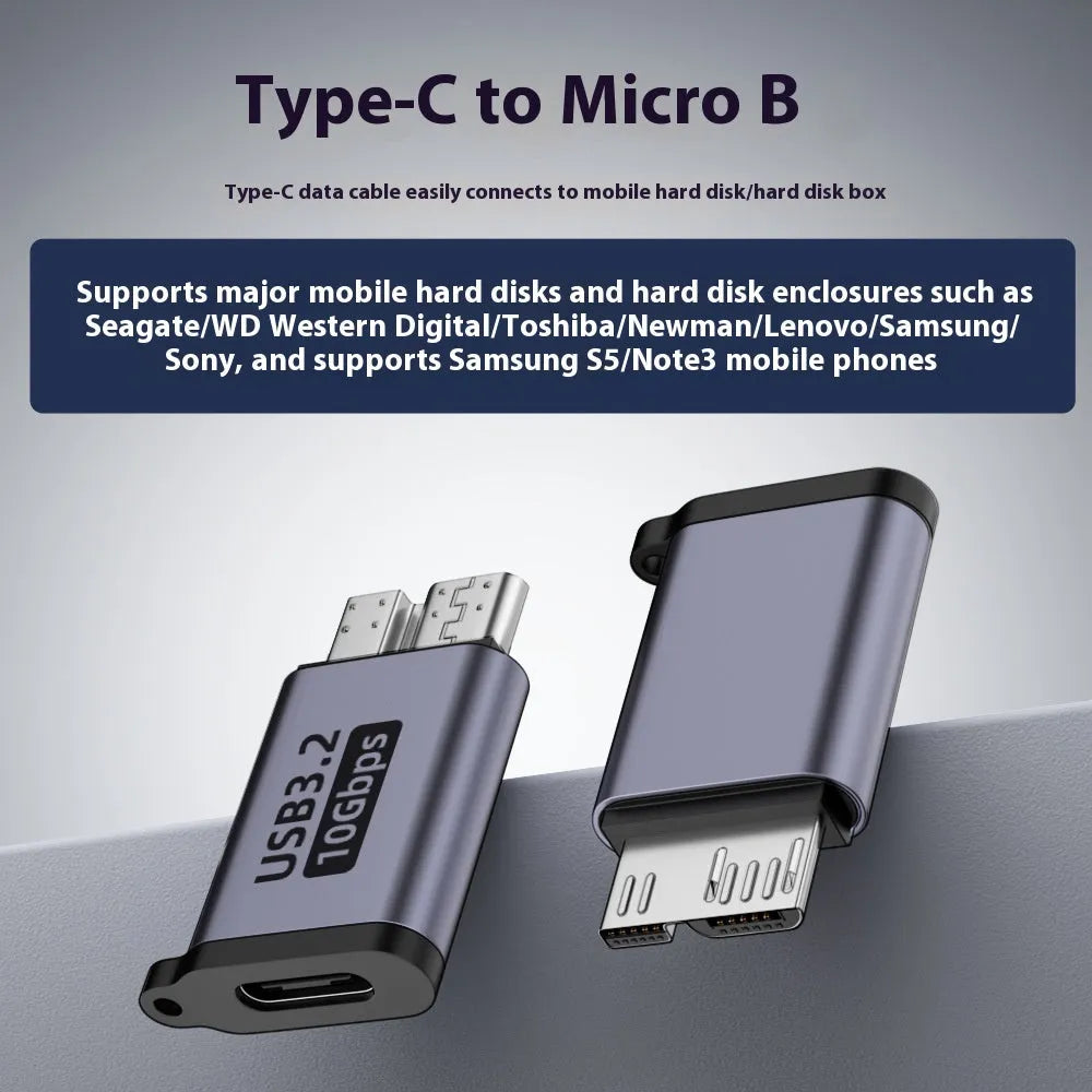 USB Type-A Male to Micro-B Female adapter connector for hard drives and mobile devices.