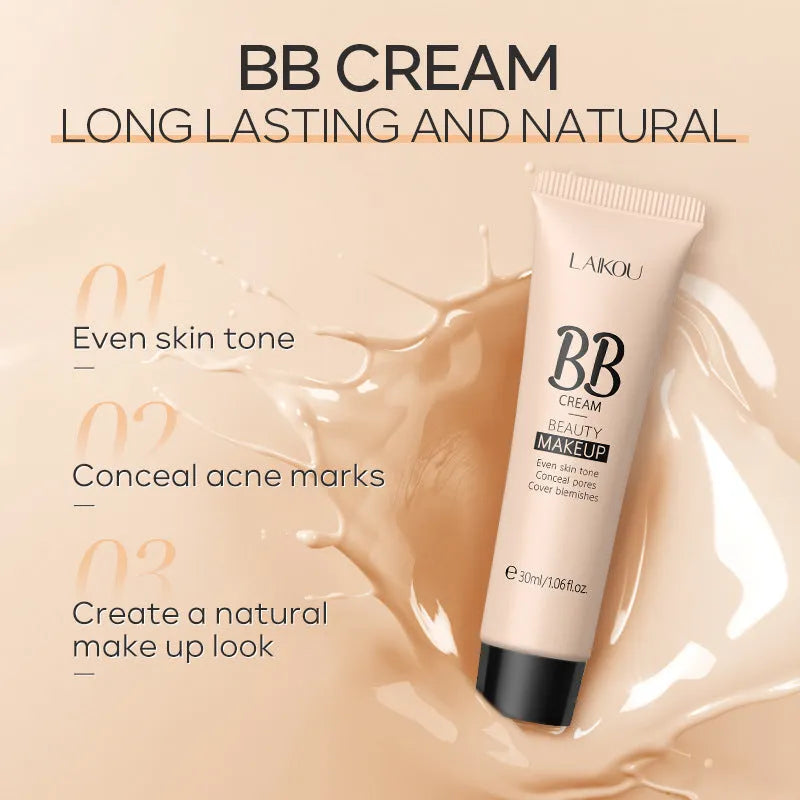 30ml tube of BB cream showing nine shade options from ivory to brown.