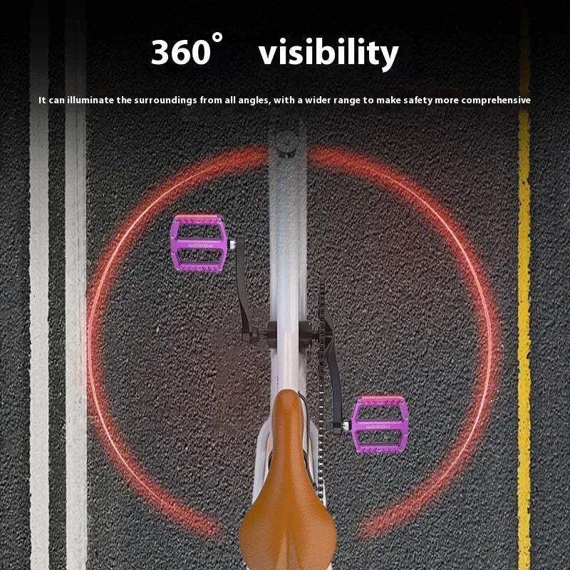 Aluminium alloy bicycle luminous pedals with 710LED illumination in five colour options