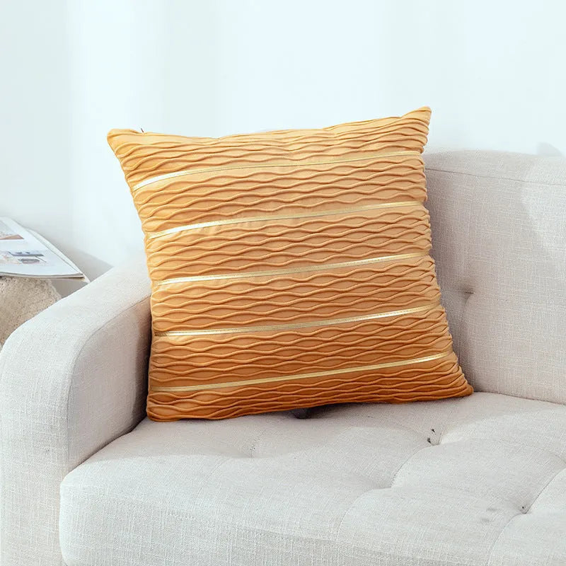 Velvet striped cushion cover for sofa in 45x45cm size showing plush texture