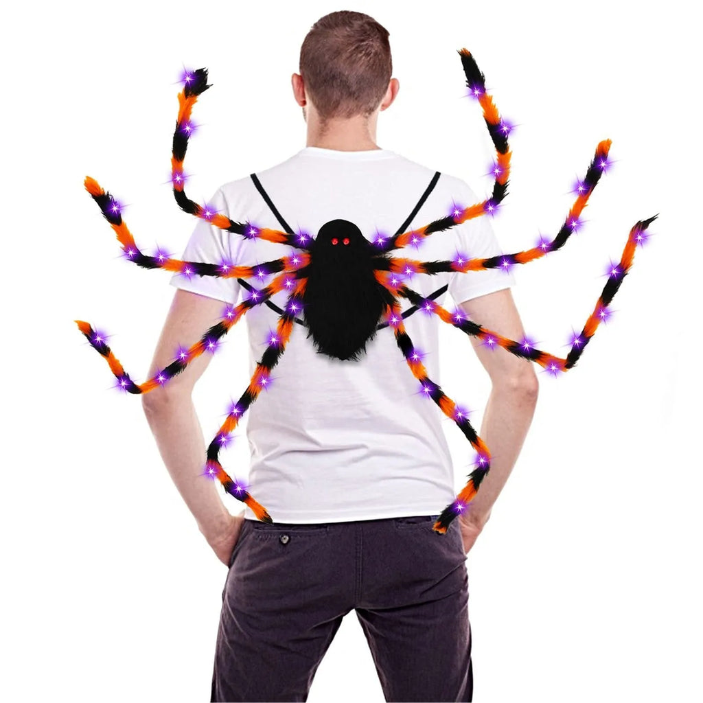 Halloween spider backpack with LED lights and plush sugar bag design in multiple colours