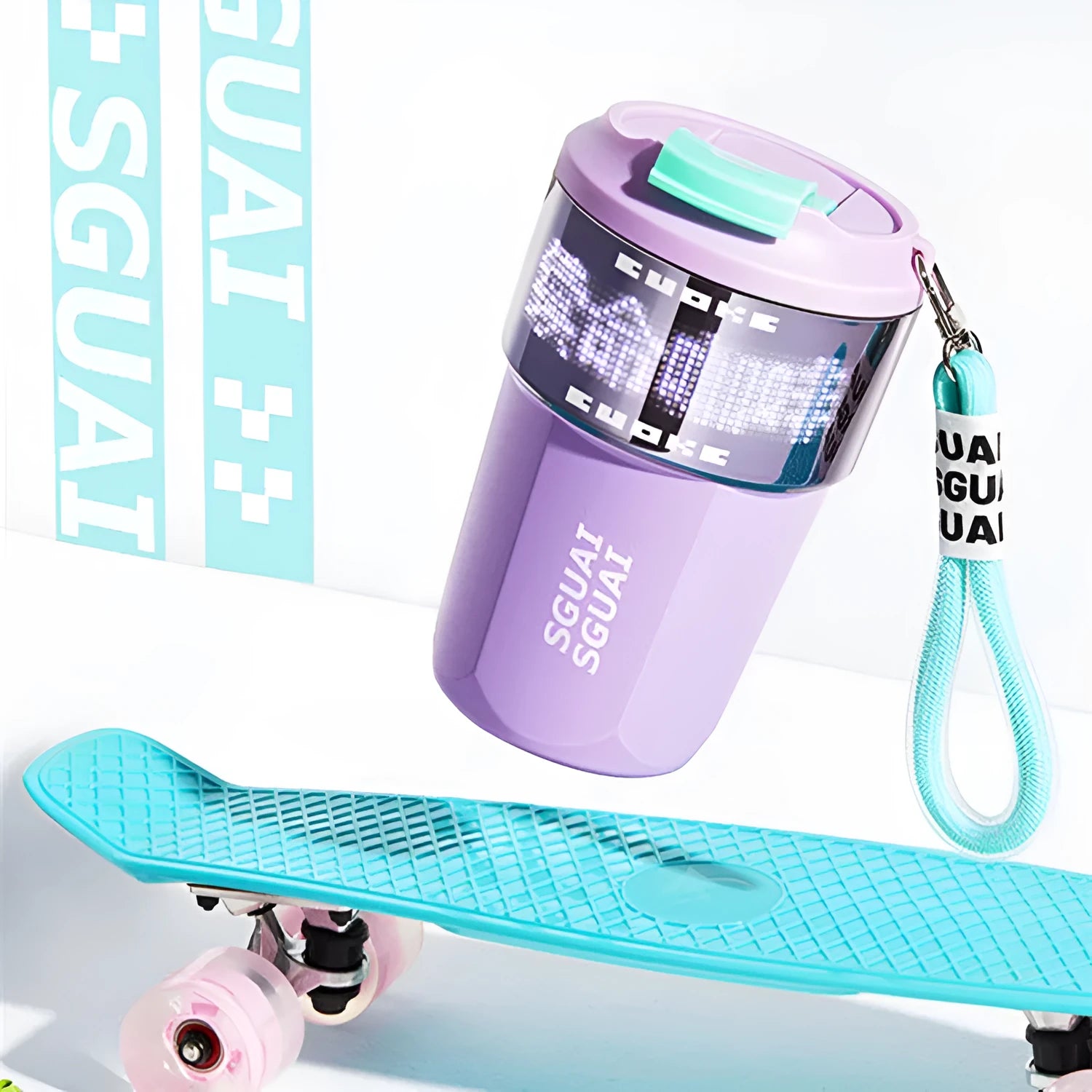 Japanese style portable coffee cup in stainless steel with 50mL capacity, shown in blue colour.