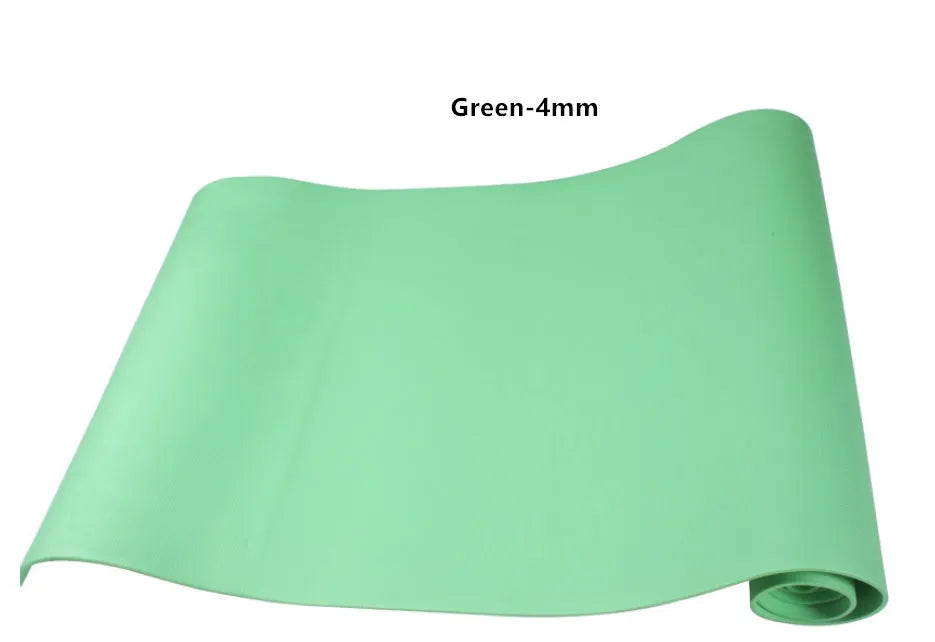 Red EVA fitness yoga mat with 6mm thickness on a wooden floor.