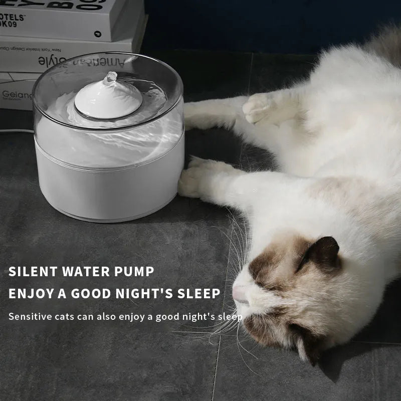 White ABS smart water dispenser for cats with mobile drinking water feature and simple at-home style
