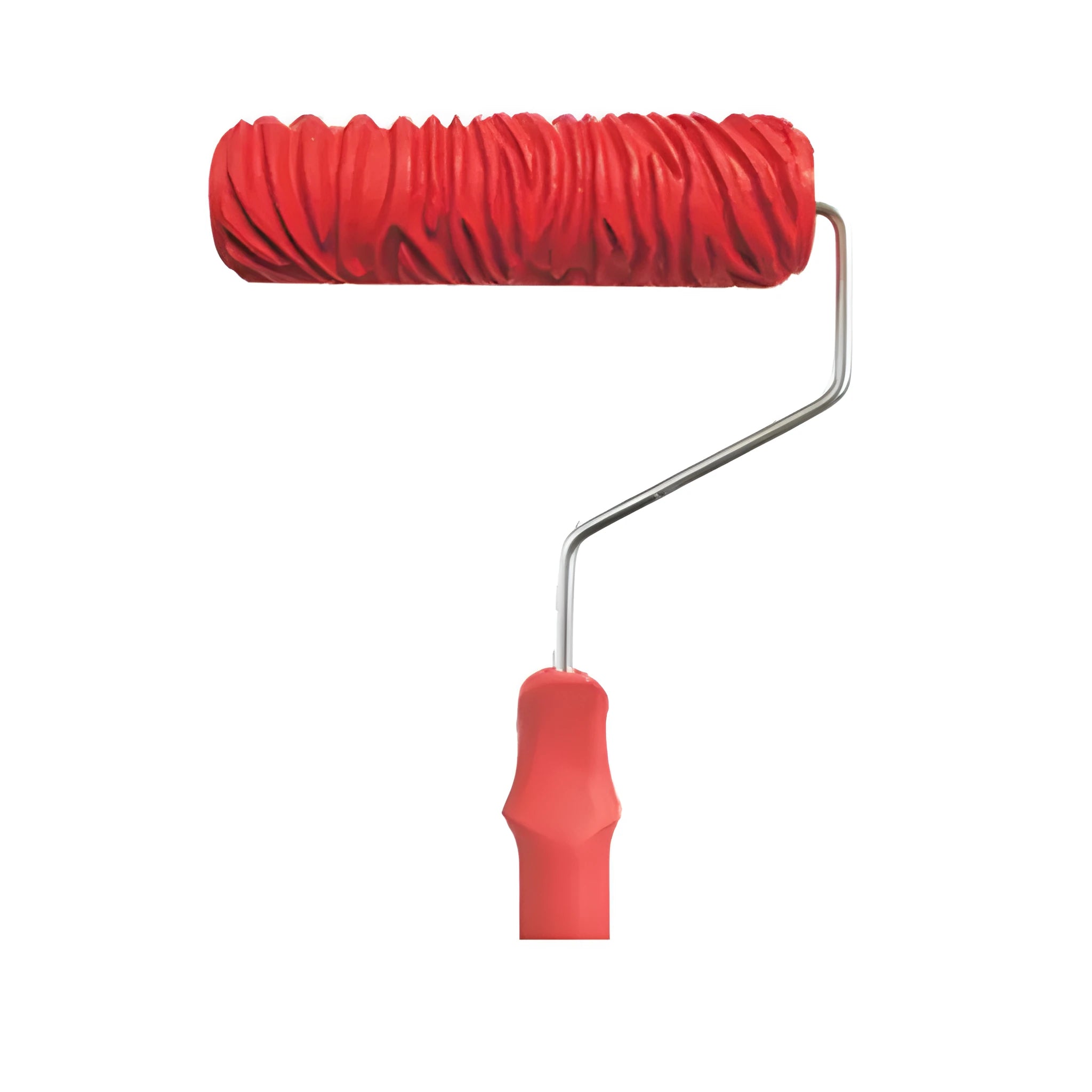 Red 7 inch patterned paint roller for creating wallpaper effects with texture or emulsion paint