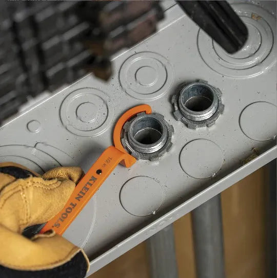 Three colour-coded magnetic crescent wrenches with suction cups - orange, grey, and black spanner set