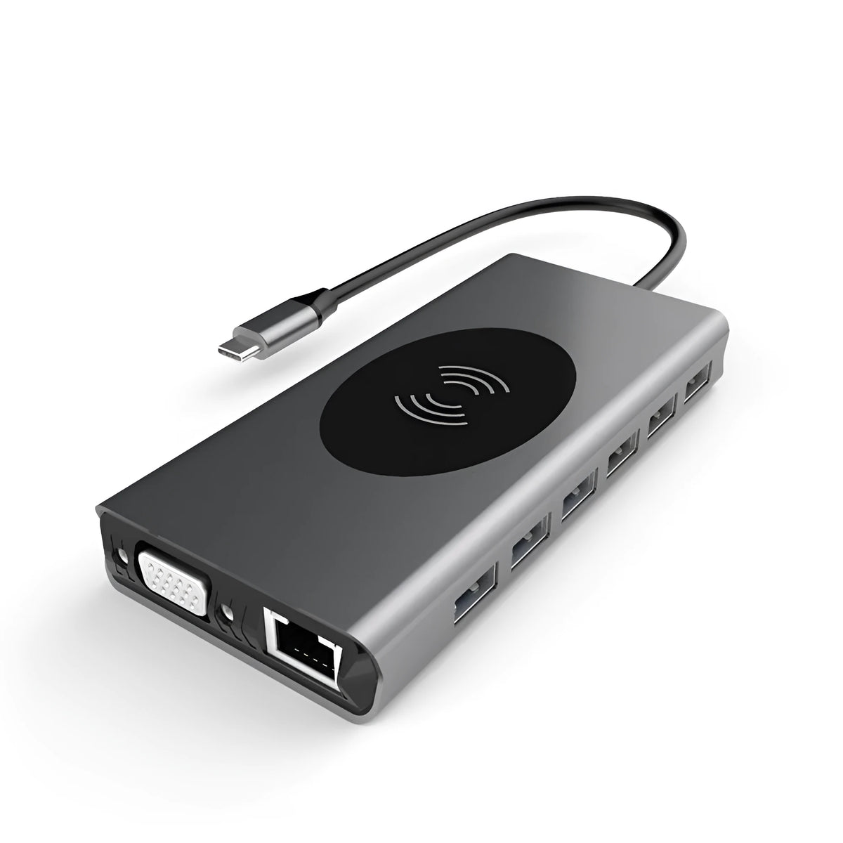 15-in-1 USB-C docking station with 10W wireless charging pad and multiple ports, model 15 in 1.