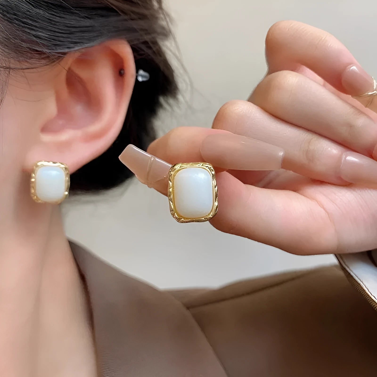 Geometric circular metal earrings with hand-woven texture in X0439 colour, Korean style women's jewellery