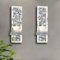 Pair of silver mirror glass candle holders with modern style for wall hanging decoration