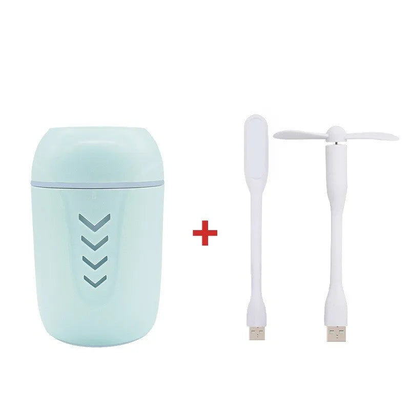 Portable car humidifier in columnar design with 200ml capacity and aromatherapy function