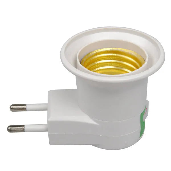 White E27 wall plug-in lamp holder adapter with switch for AU EU US sockets