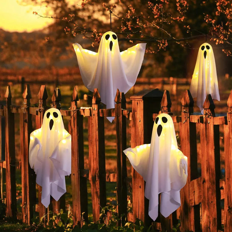 Halloween ghost light decoration with luminous white and orange ghost scream designs