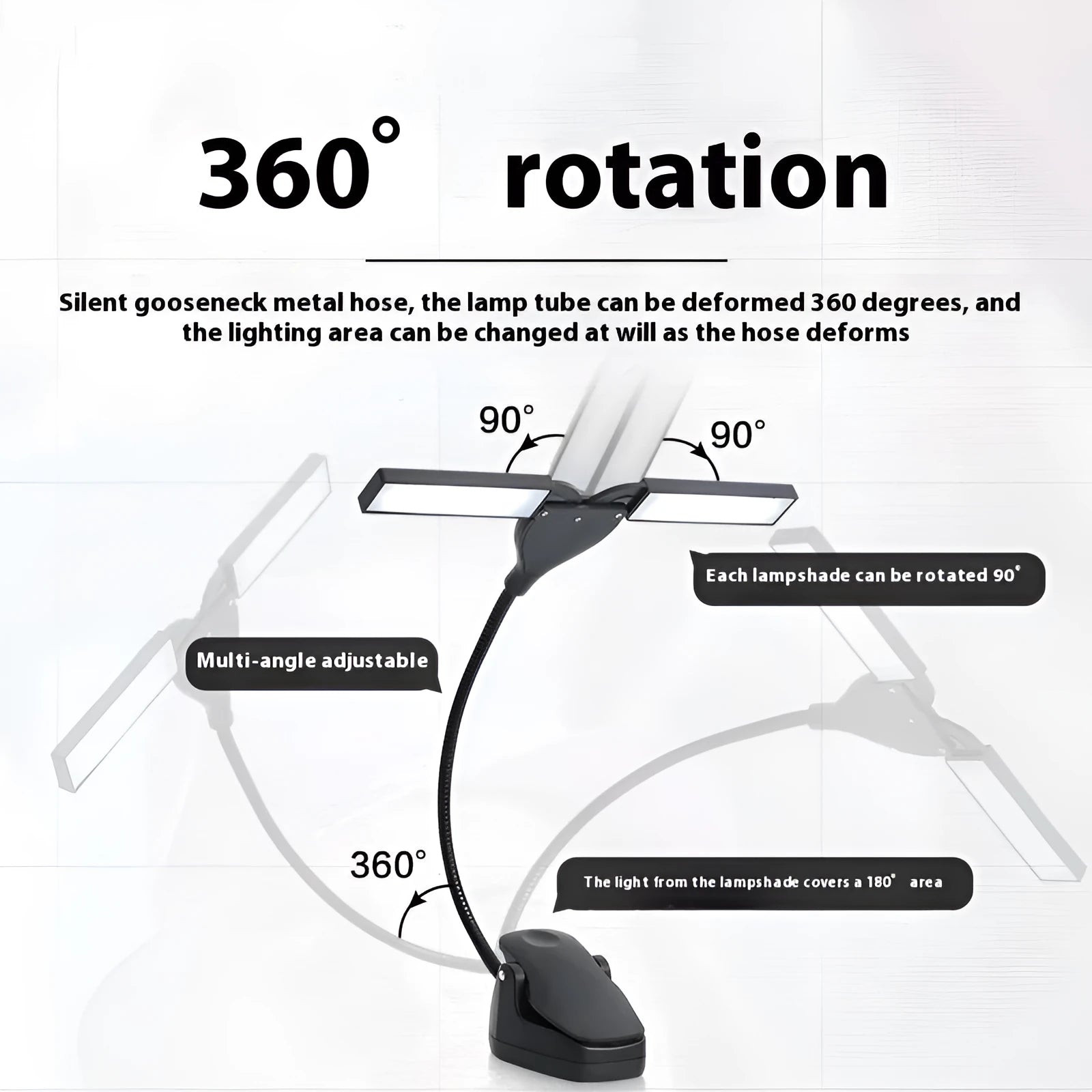 Black music stand light with 28 LEDs mounted on music stand illuminating sheet music
