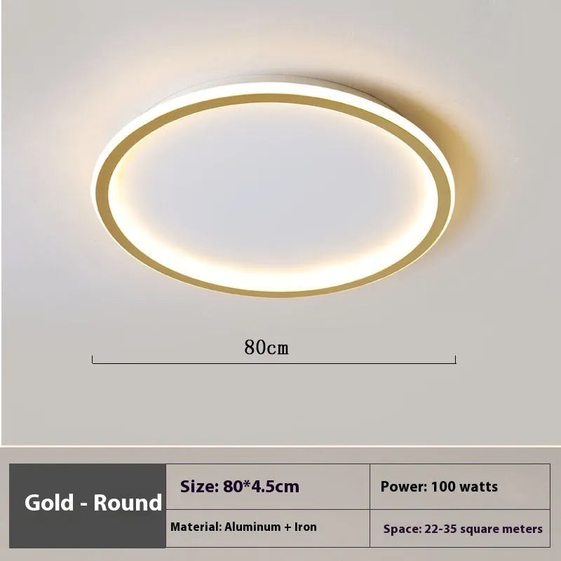 Minimalist modern LED ceiling lamp in black, gold or white finish with dimmable lighting