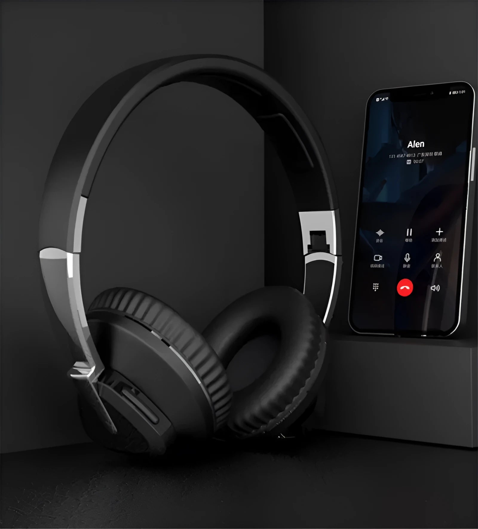 Wireless over-ear headset with Bluetooth connectivity showing AUX jack and TF card slot in multiple colour options
