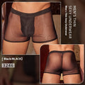 Men's black and white ultra-thin nylon boxer briefs in free size