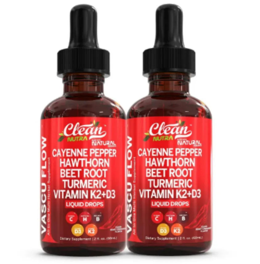 60ml glass bottle of vitamin D3 K2 hawthorn fruit liquid supplement drops with a dropper cap.