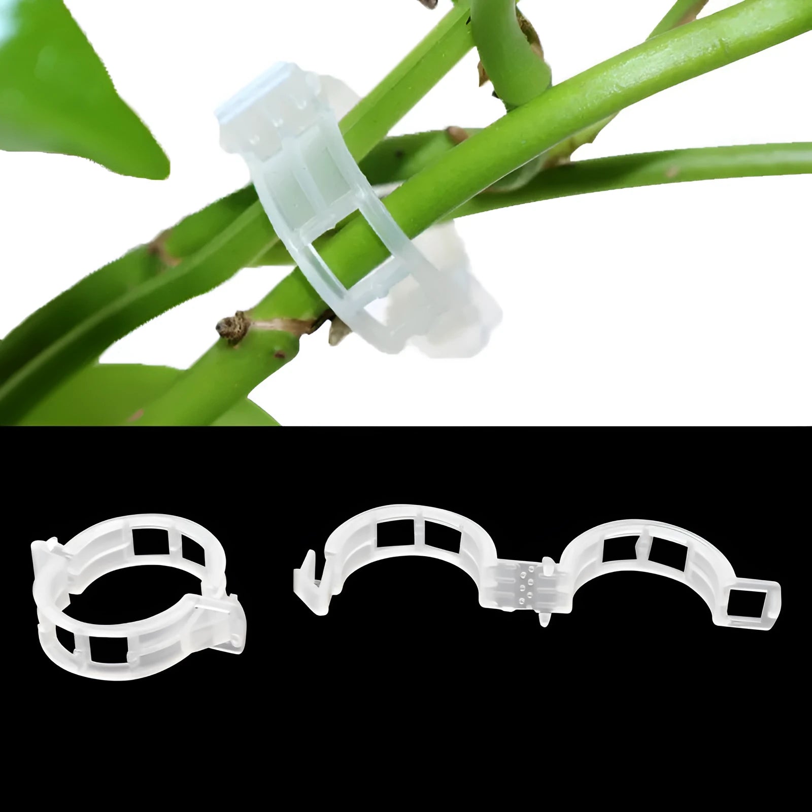50 plastic gardening clips for tomato plant support and flower twig retention in assorted colours