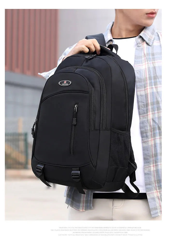 Black waterproof nylon school backpack with airpillow straps and urban simplicity styling