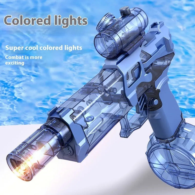 Fire Rat electric water pistol in black showing automatic drum magazine and USB charging port for outdoor summer water fights