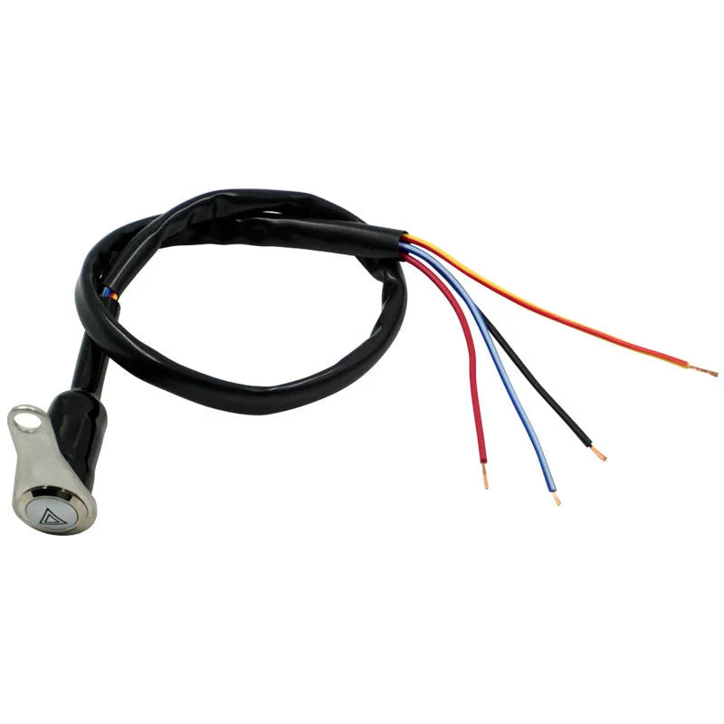 Black motorcycle modification switch with metal button and light ring for double flashing