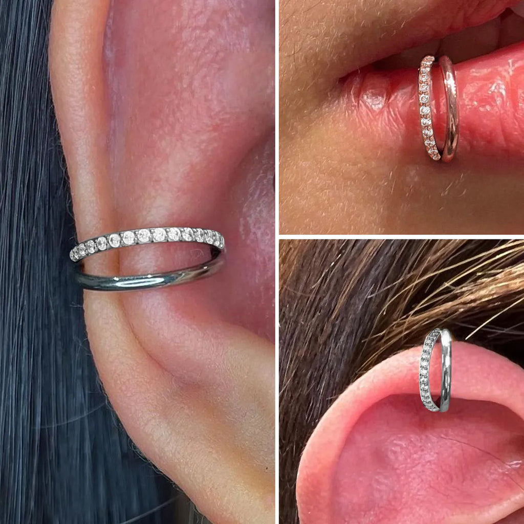 F136 titanium alloy fork nose ring body piercing jewellery in silver finish.