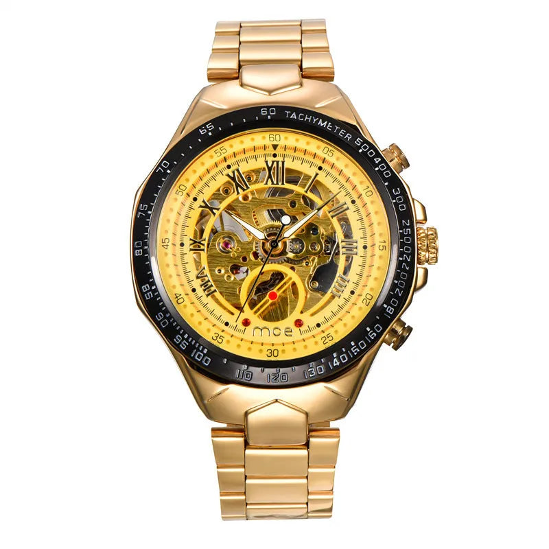 MCE men's explosion proof mechanical watch showing industrial design with multiple colour options