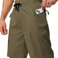 Men's solid-colour quick-drying beach shorts in straight-leg style showing available colour options