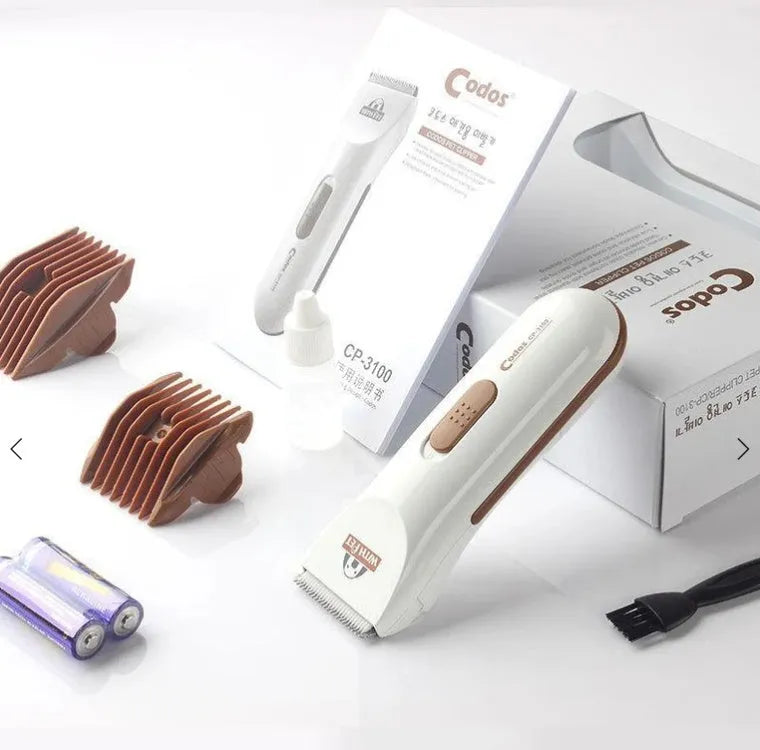 White electric pet hair clipper with ceramic blade for cat and dog grooming