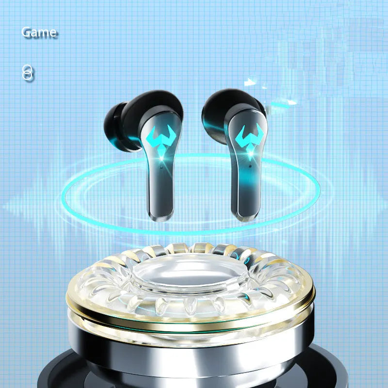 Black wireless Bluetooth 5.0 stereo gaming headset with in-ear noise-cancelling design