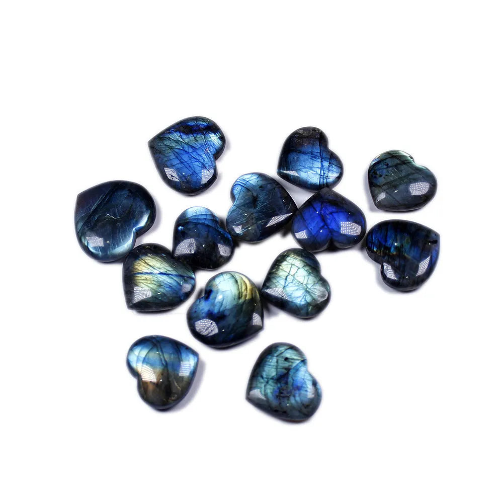Natural pulled feldspar crystal heart handle pendant piece in ocean blue colour